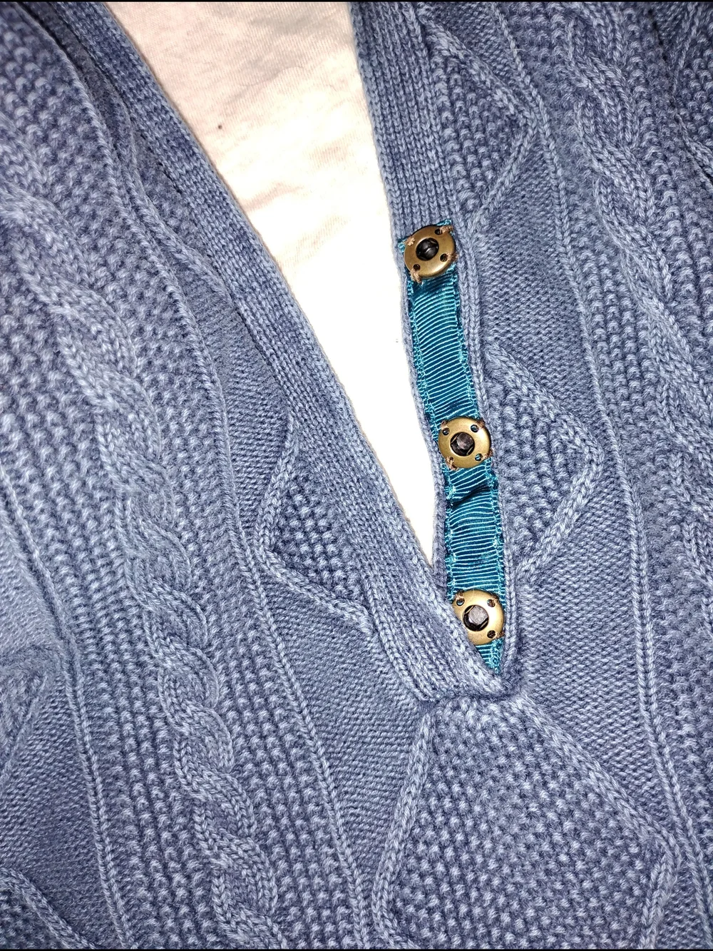 Carbon 2 cobalt - Men's Size M Hooded Cable Knit Sweater - Light Navy Blue